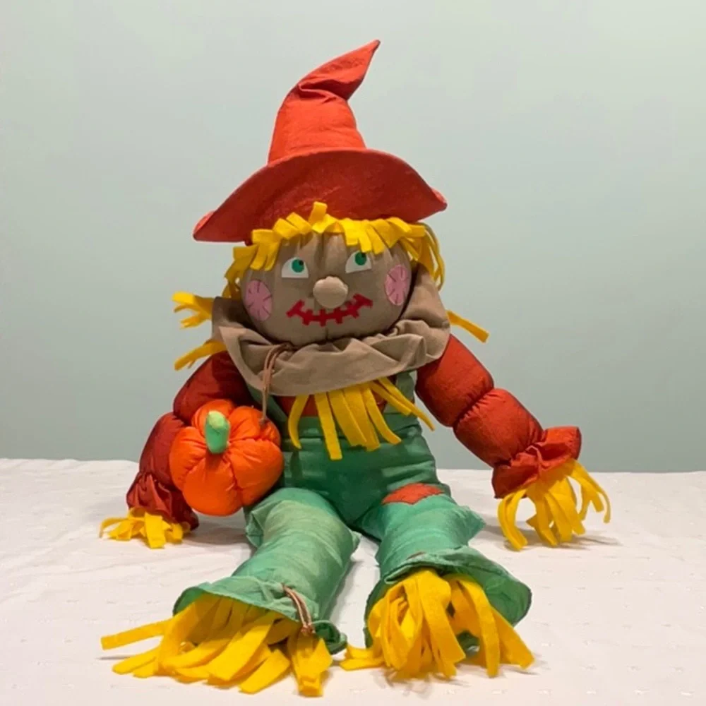 Scarecrow Stuffed Fabric Doll Vintage 1993